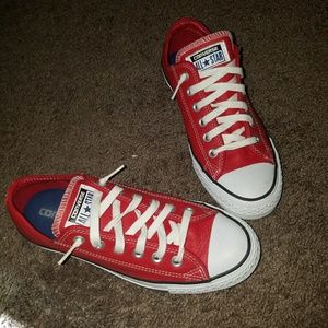 Red Leather Converse size 8 womens